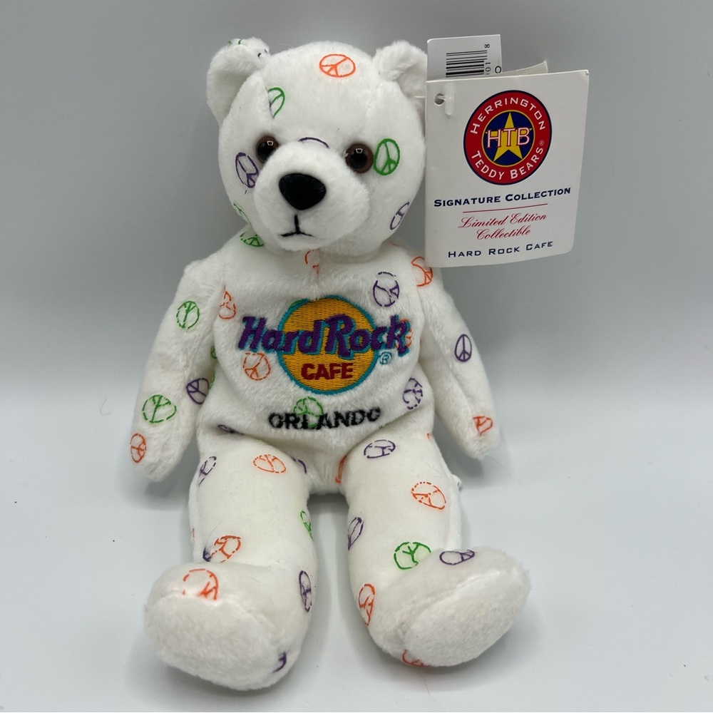 NWT VINTAGE 2005 Hard Rock Cafe‎ Orlando Herrington Teddy Bears Peace Signs